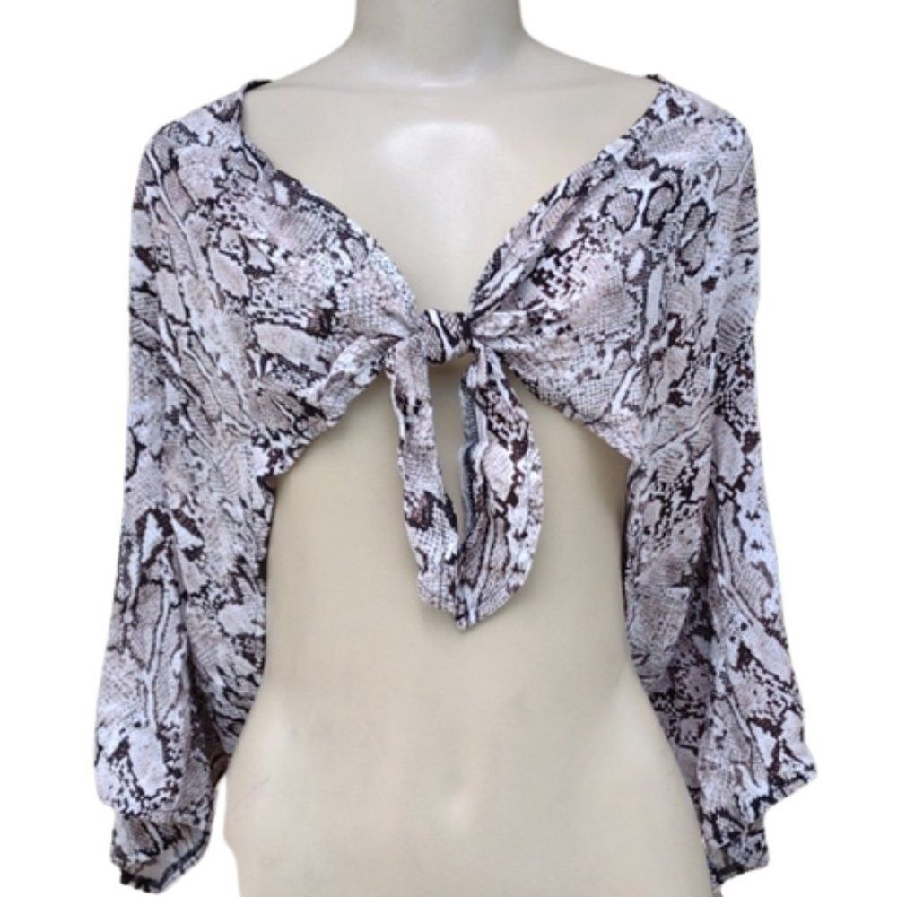 NWT Shade & Shore Women's Snakeskin Front Tie Coverup Top - Size XL (16 - 18)